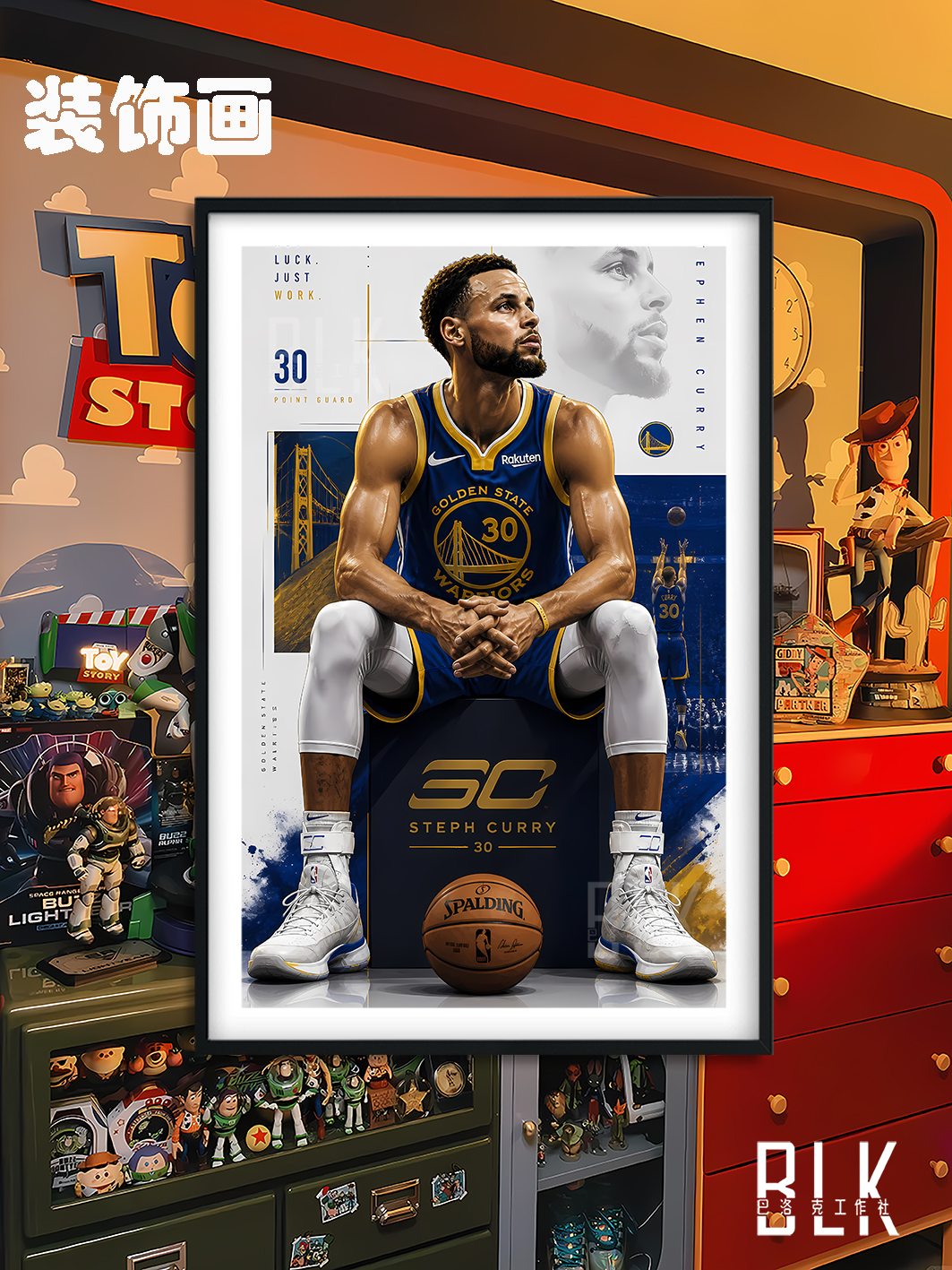 【預購】NBA《坐姿柯瑞》裝飾畫&冰箱貼 X 巴洛克工作室4