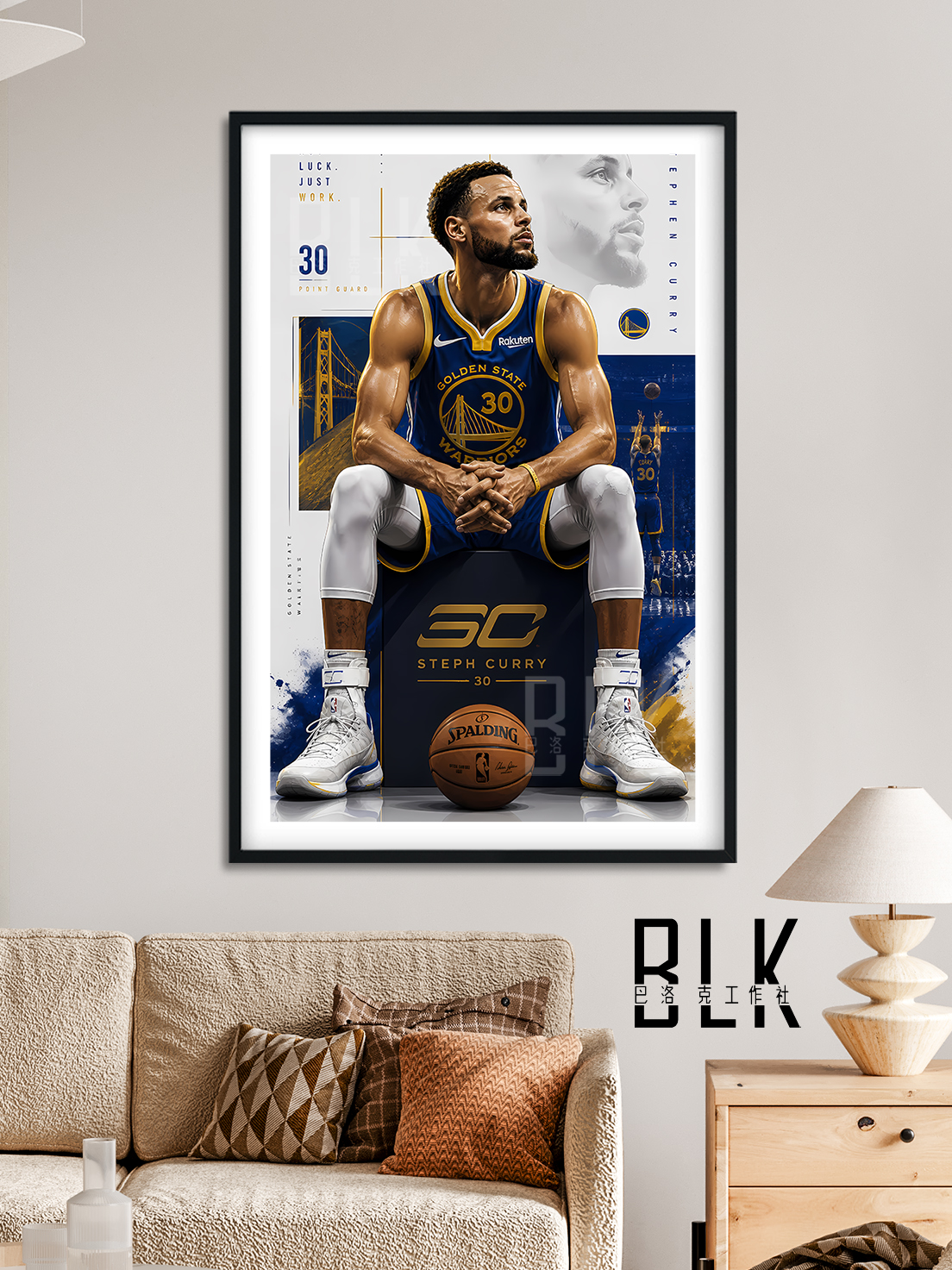 【預購】NBA《坐姿柯瑞》裝飾畫&冰箱貼 X 巴洛克工作室2