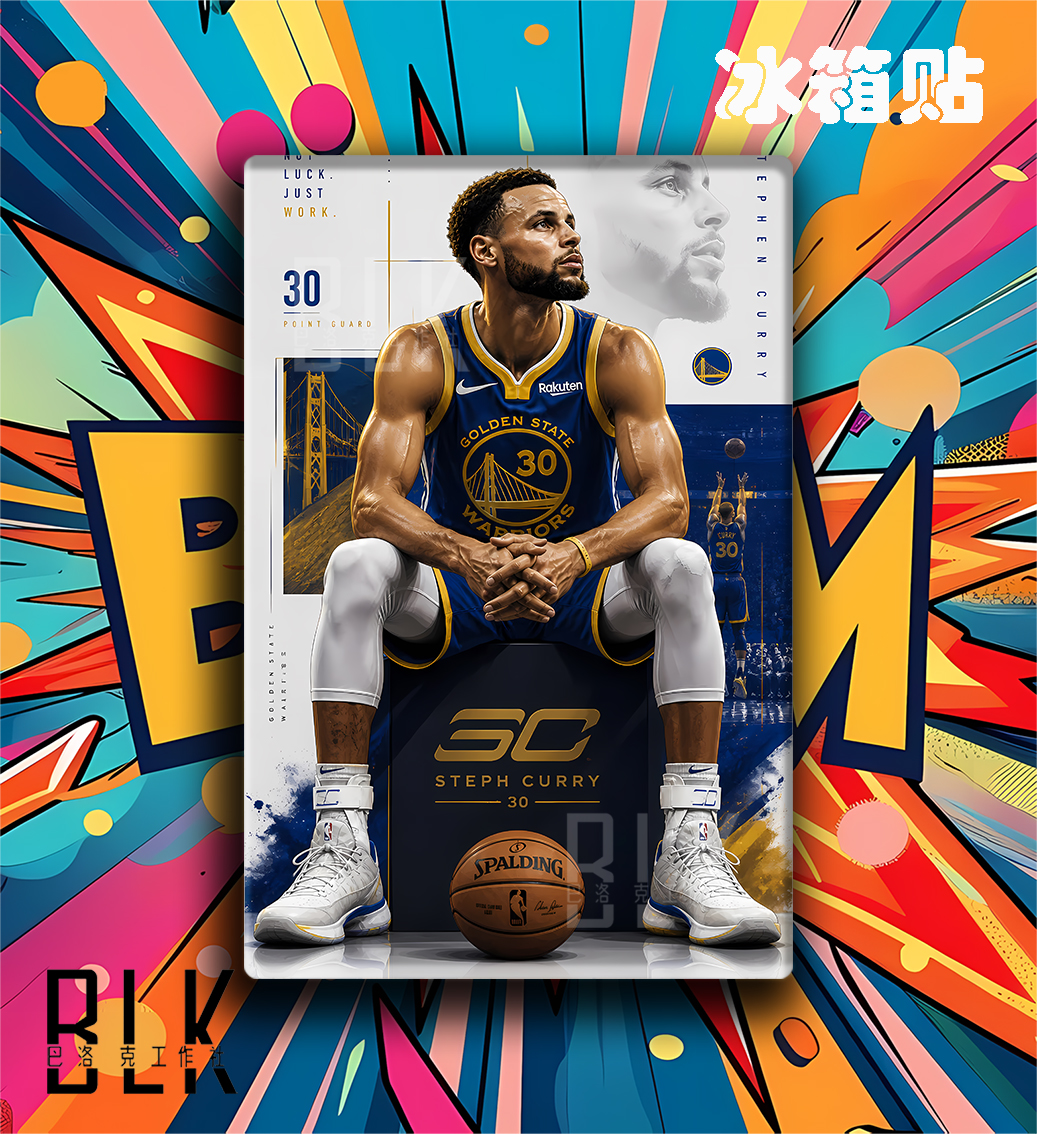 【預購】NBA《坐姿柯瑞》裝飾畫&冰箱貼 X 巴洛克工作室3