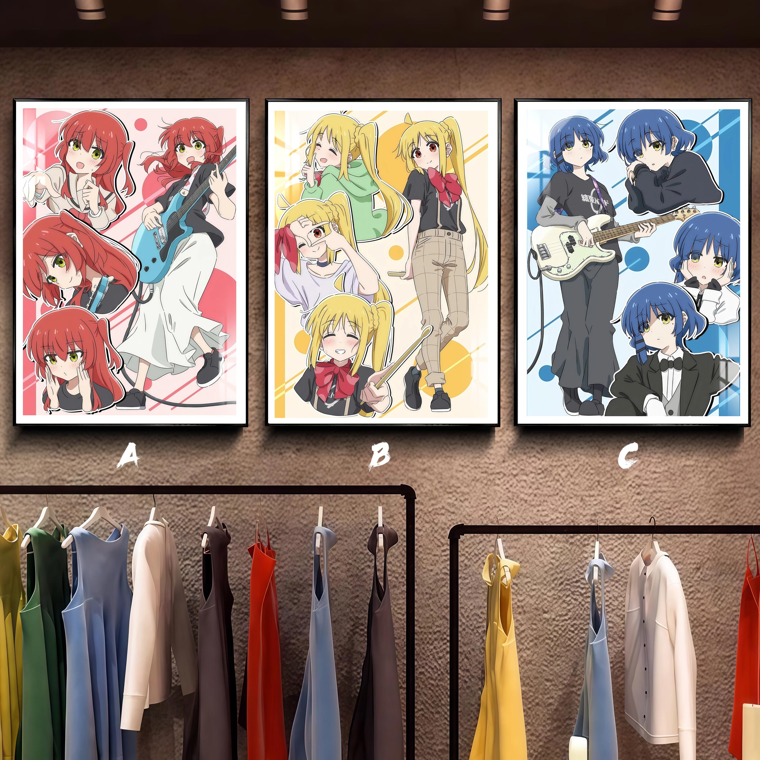 【預購】孤獨搖滾紅 黃藍三部曲三聯 12K主題高清裝飾畫 X 阿喵畫社2