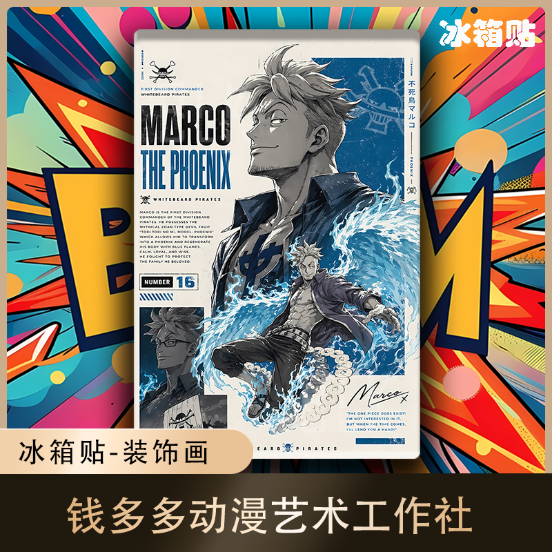 【預購】海賊王《檔案馬爾科》裝飾畫&冰箱貼 X 巴洛克工作室4