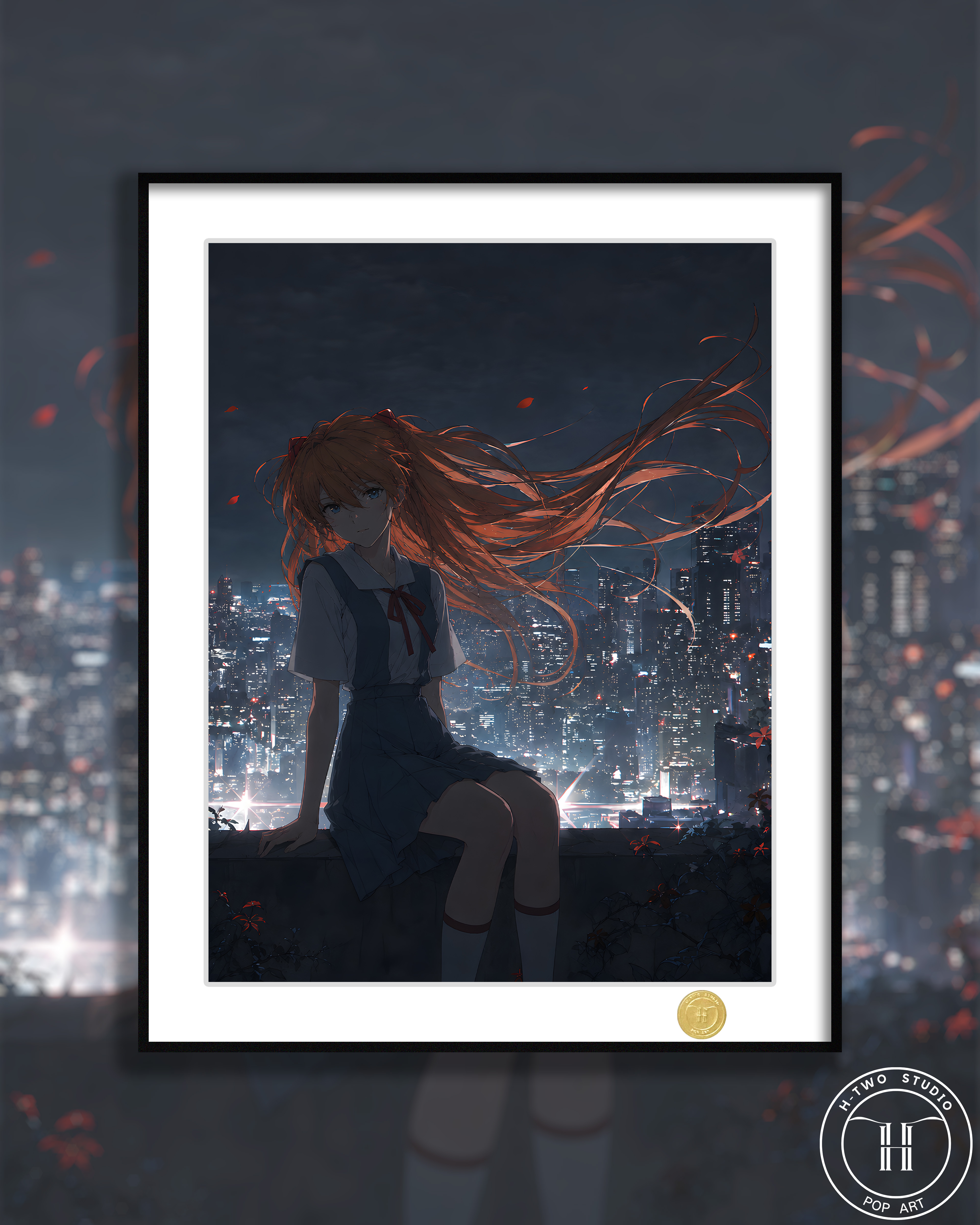 【預購】Eva新世紀福音戰士《夜景明日香》動漫裝飾畫 X H2工作室2
