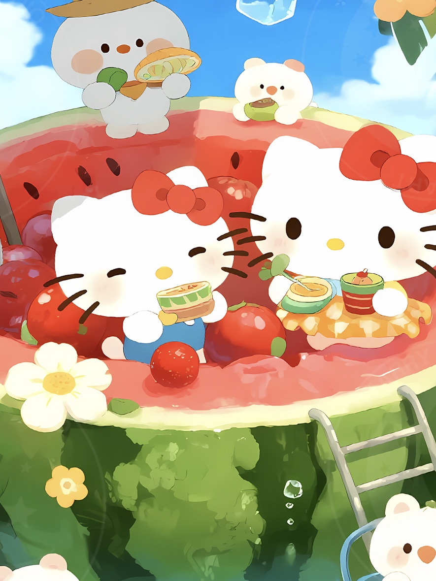 【預購】Hello Kitty《西瓜kitty》動漫裝飾畫 X 星空工作室5