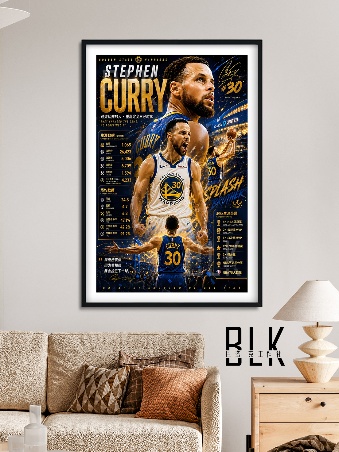 【預購】NBA《數據Curry》裝飾畫&冰箱貼 X 巴洛克工作室2