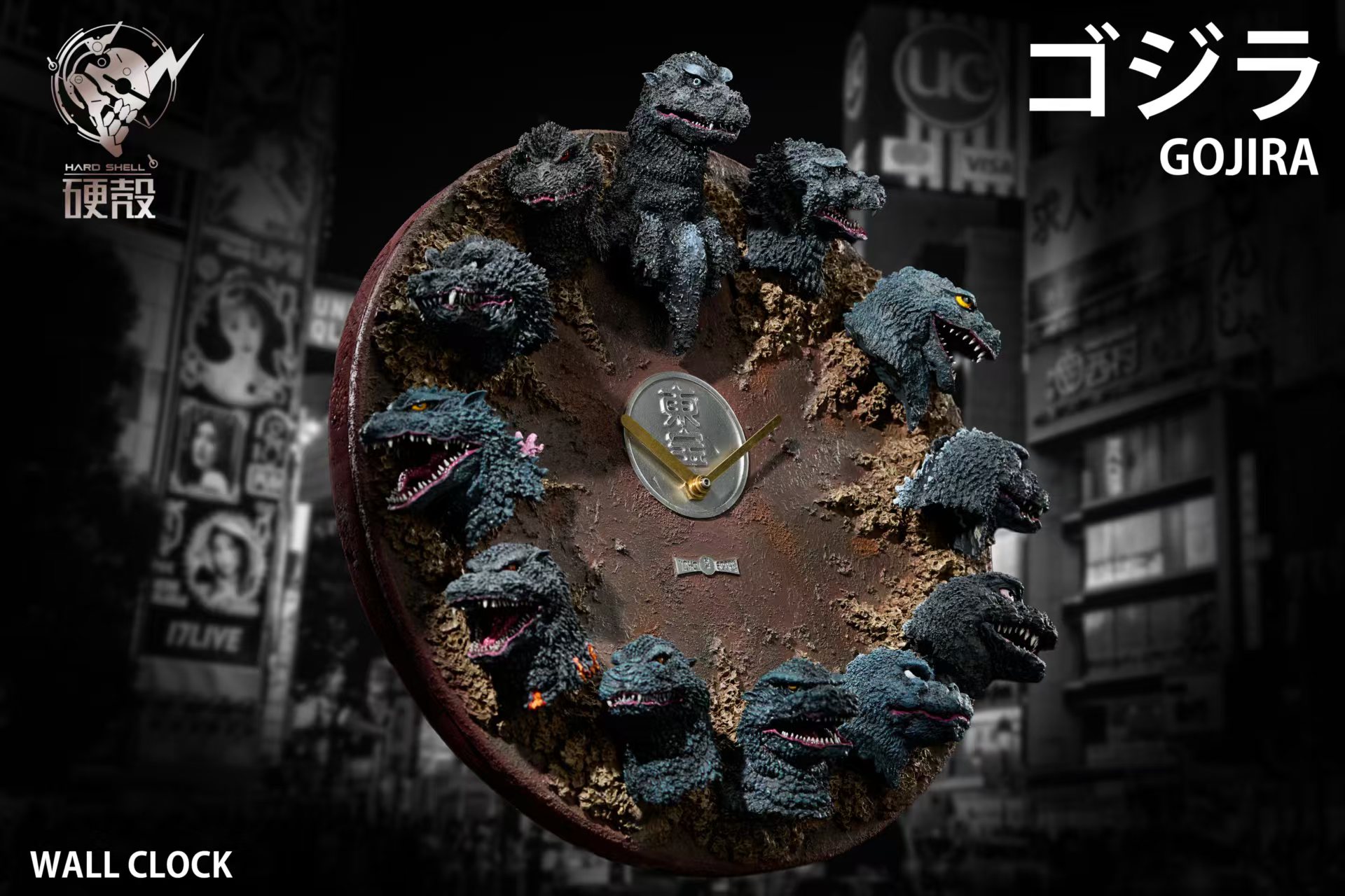 【預購】哥吉拉 歷代12頭雕浮雕掛鐘 X Hardcore硬殻5