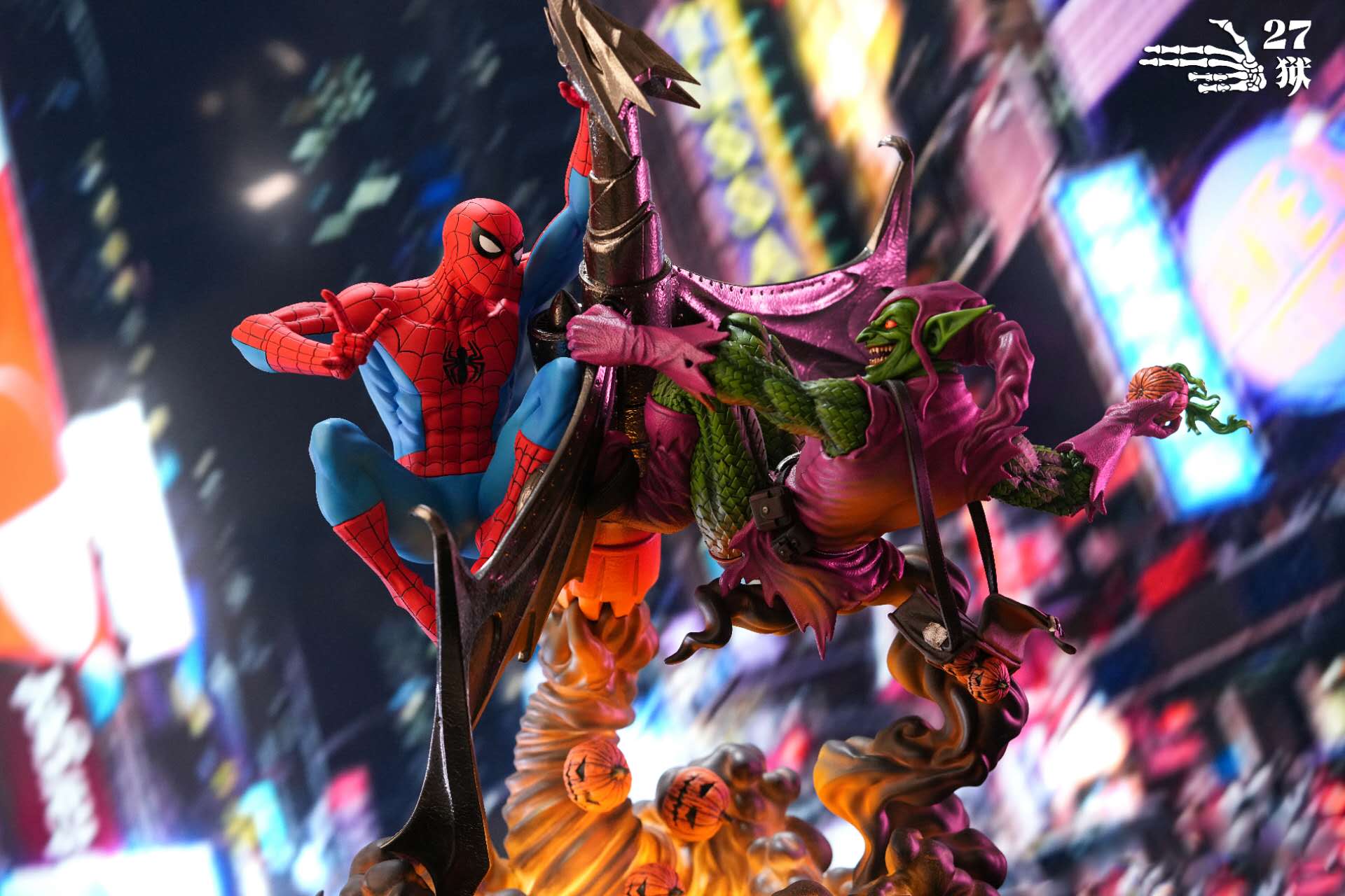【售罄展示追加請私訊客服@toystationtw】Marvel漫威 對決系列場景雕像Vol.2 蜘蛛人vs綠惡魔 X 27獄3