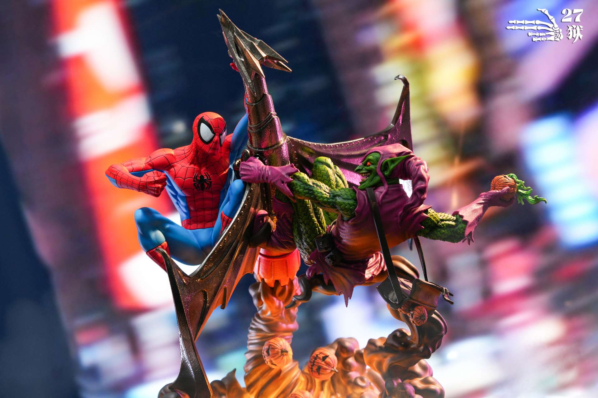 【售罄展示追加請私訊客服@toystationtw】Marvel漫威 對決系列場景雕像Vol.2 蜘蛛人vs綠惡魔 X 27獄2