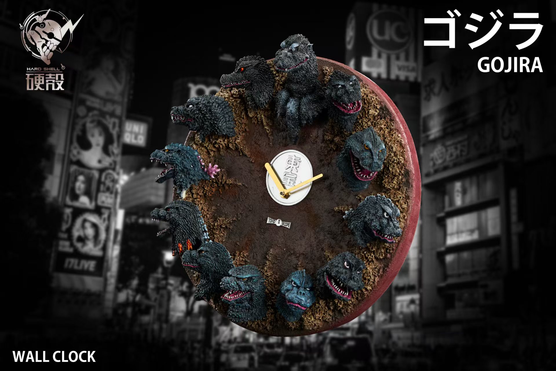 【預購】哥吉拉 歷代12頭雕浮雕掛鐘 X Hardcore硬殻4