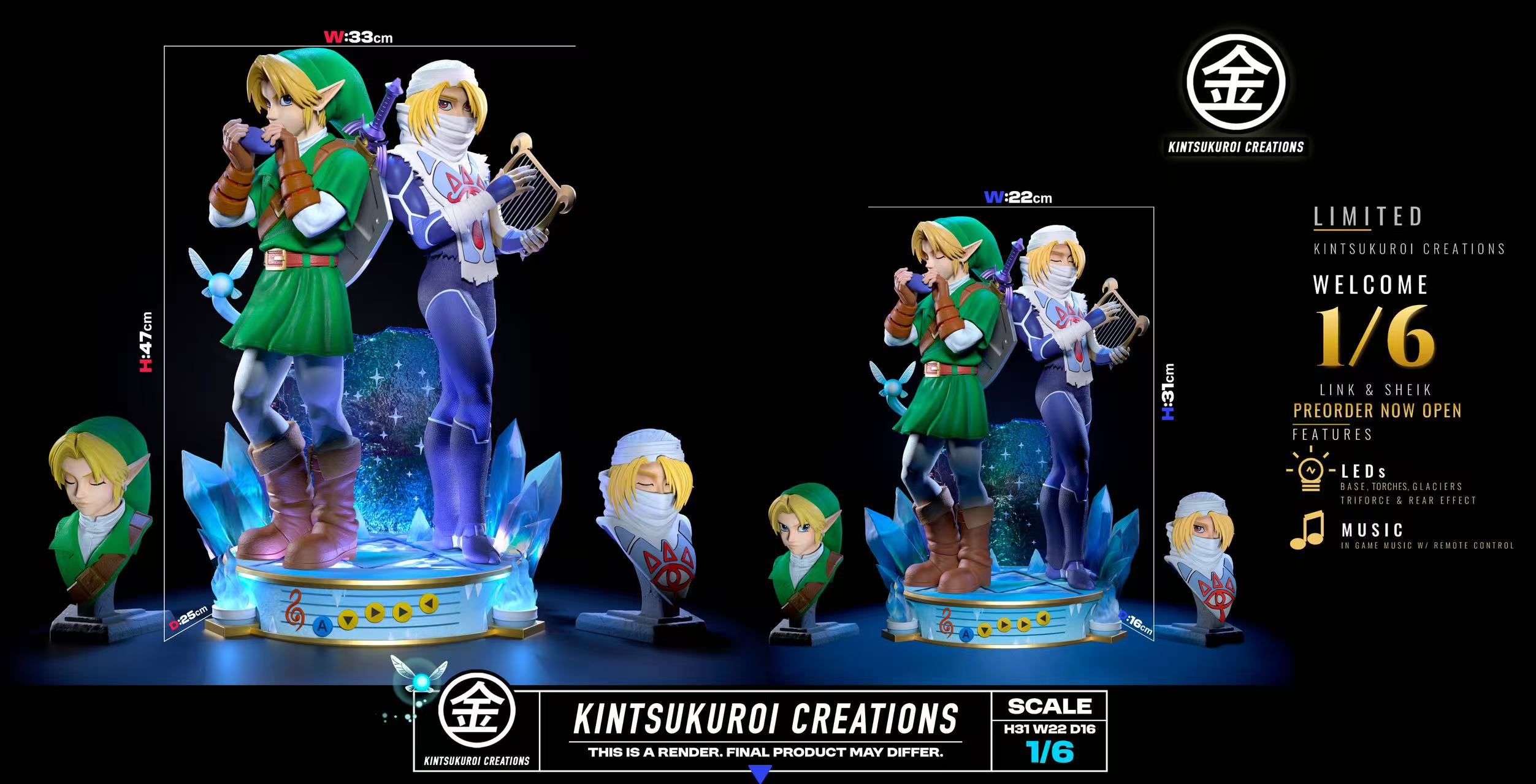 【預購】薩爾達傳說 雙人場景雕像 林克與希克 X KINTSUKUROI CREATIONS10
