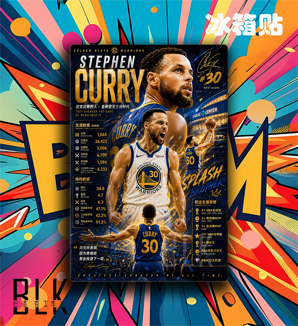 【預購】NBA《數據Curry》裝飾畫&冰箱貼 X 巴洛克工作室3