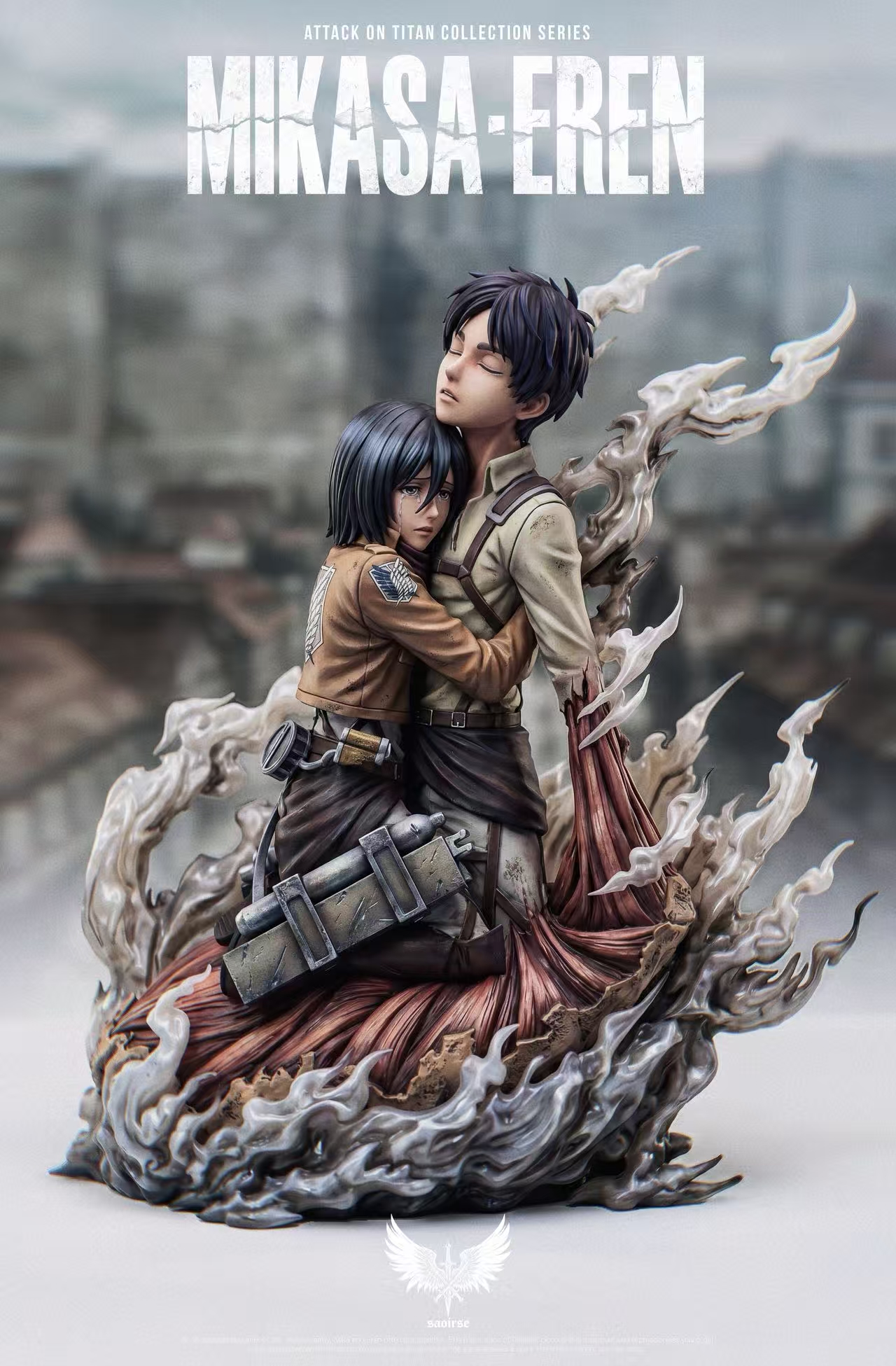 【預購】進擊的巨人 名場面雙人雕像《相擁·三笠艾倫》X Saoirse工作室3
