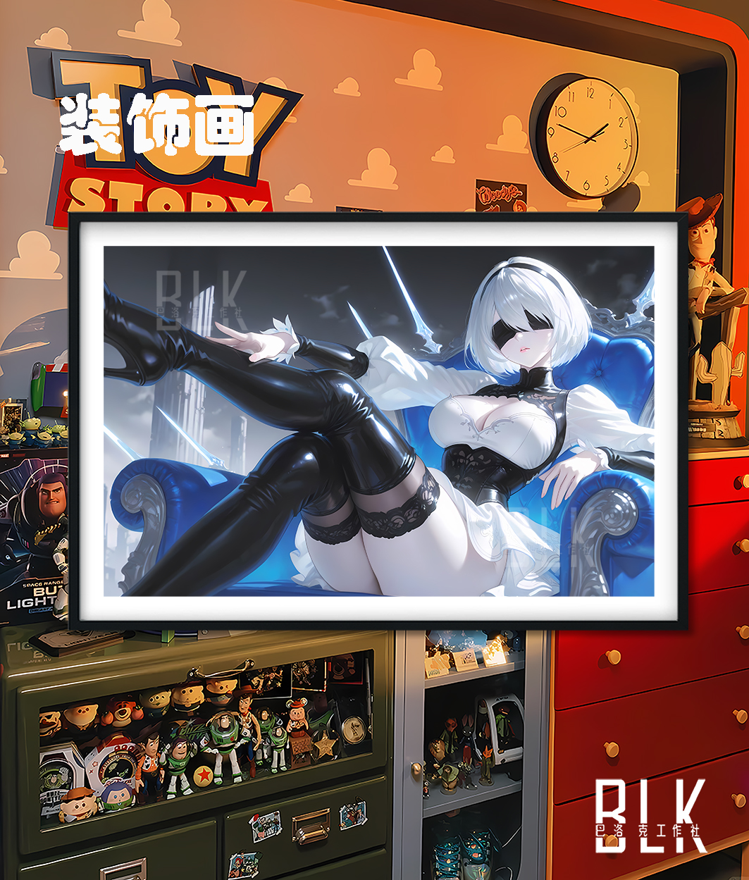 【預購】尼爾自動人形《王座2B》遊戲裝飾畫&冰箱貼 X 巴洛克工作室3