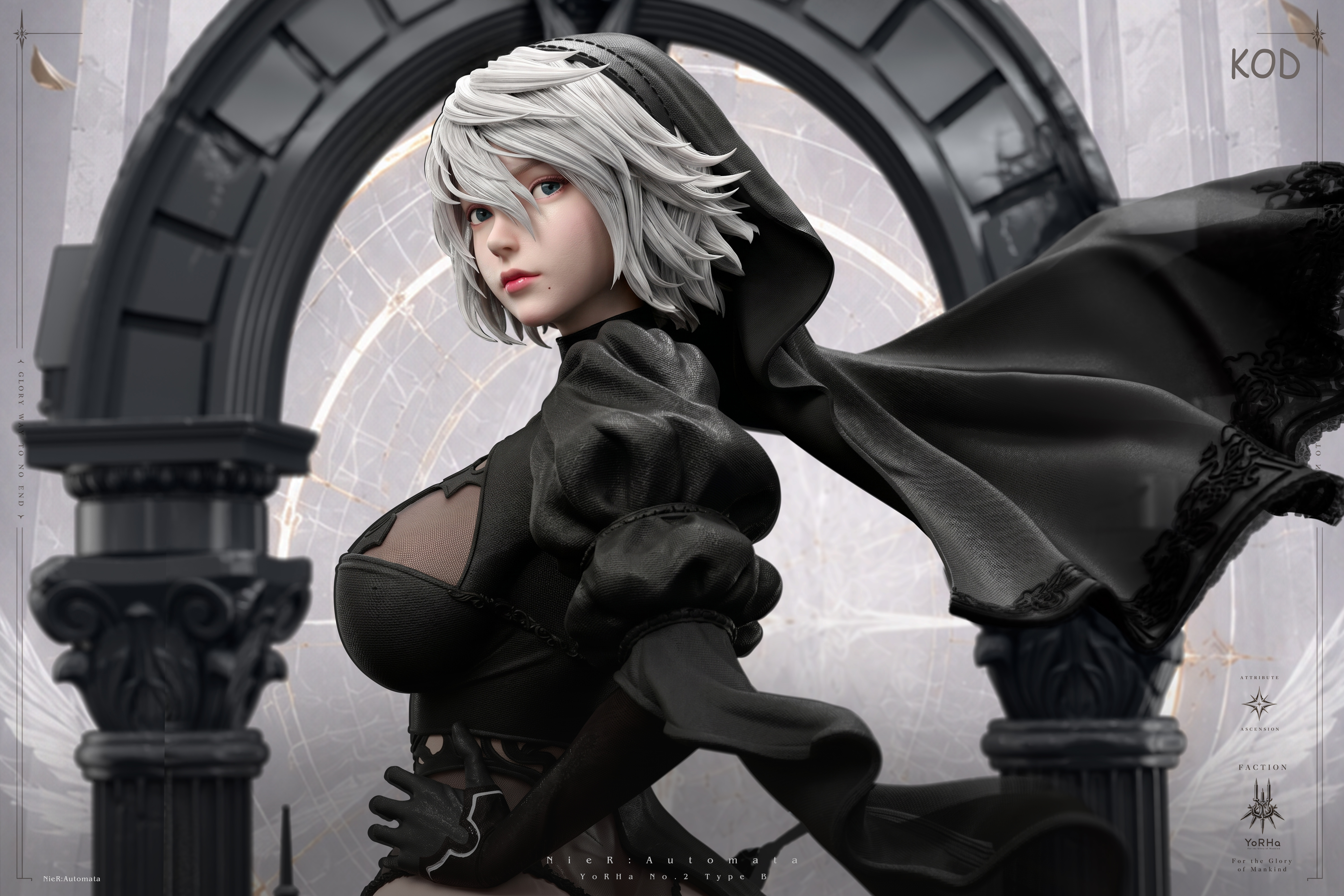 【預購】尼爾自動人形 白金花嫁系列第一彈 黑白婚紗-2B X KOD-Studio9