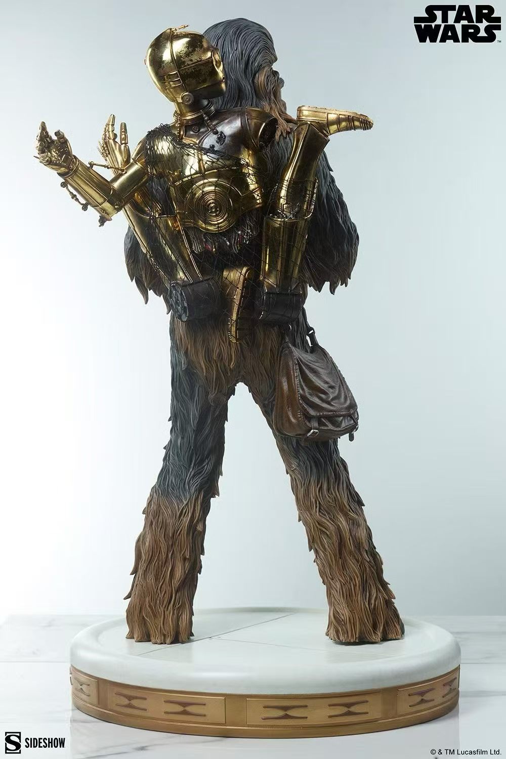 【售罄展示追加請私訊客服@toystationtw】星球大戰 楚巴卡和C-3PO 雕像 300939 X Sideshow10