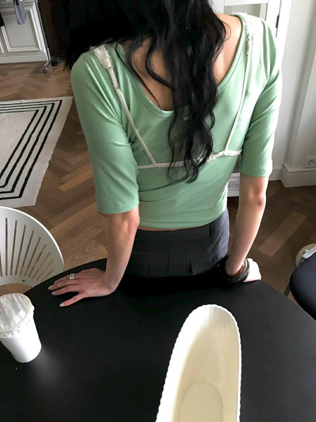 法式5分袖兩穿棉TEE ( 4色 )14