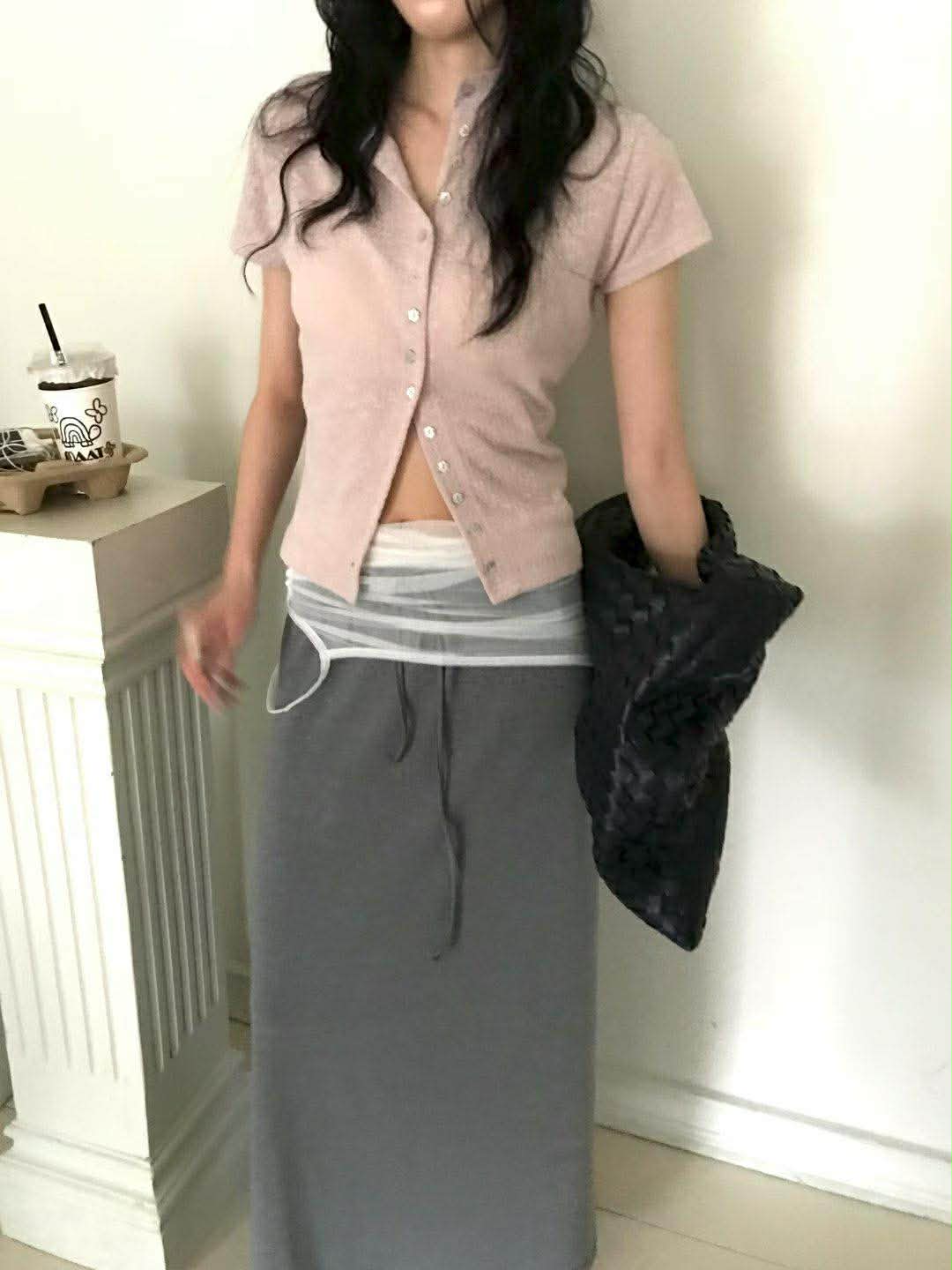 小花貝殼釦短袖衫 ( 3色 )14