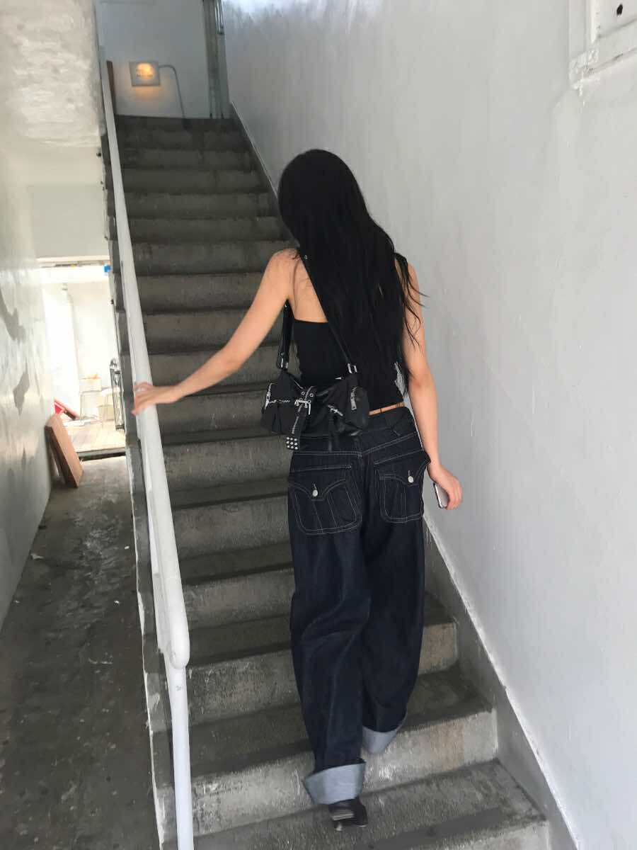 側釦原色直筒丹寧褲12