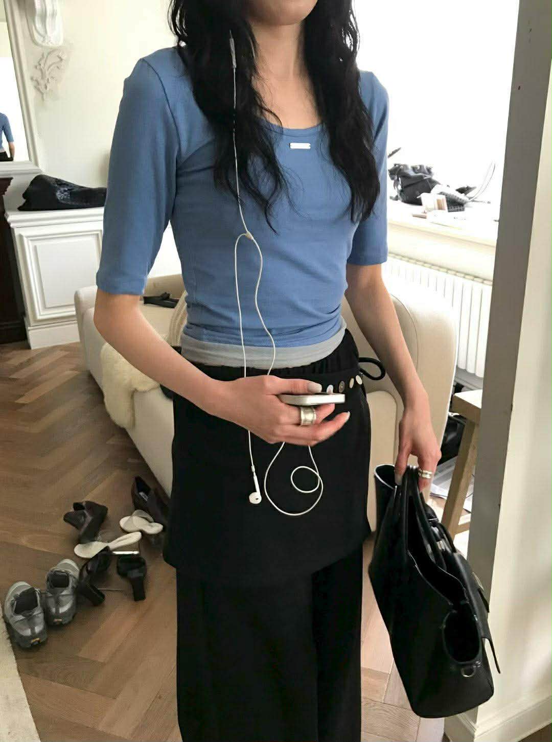 法式5分袖兩穿棉TEE ( 4色 )6