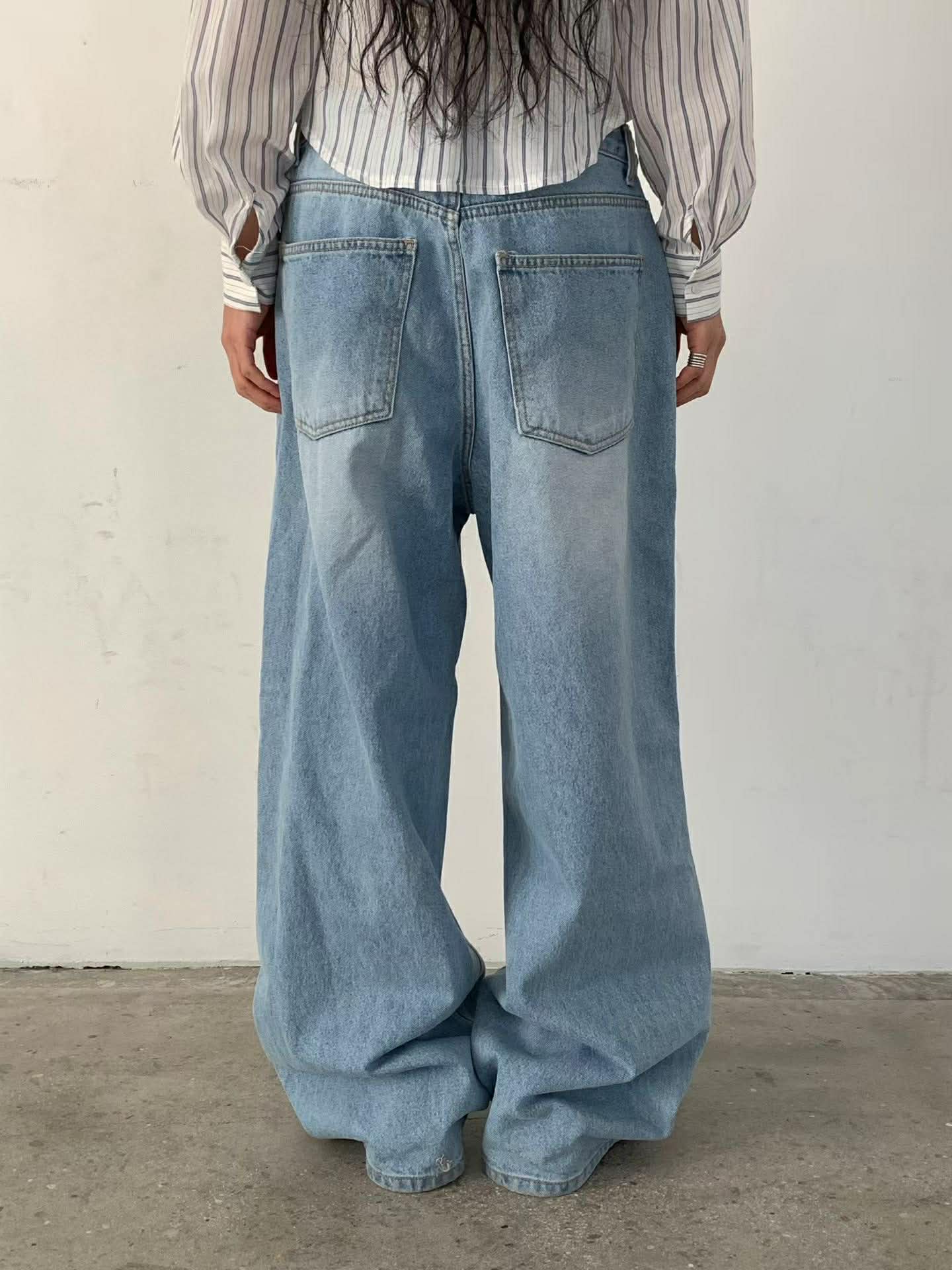 設計師不對稱口袋丹寧褲13