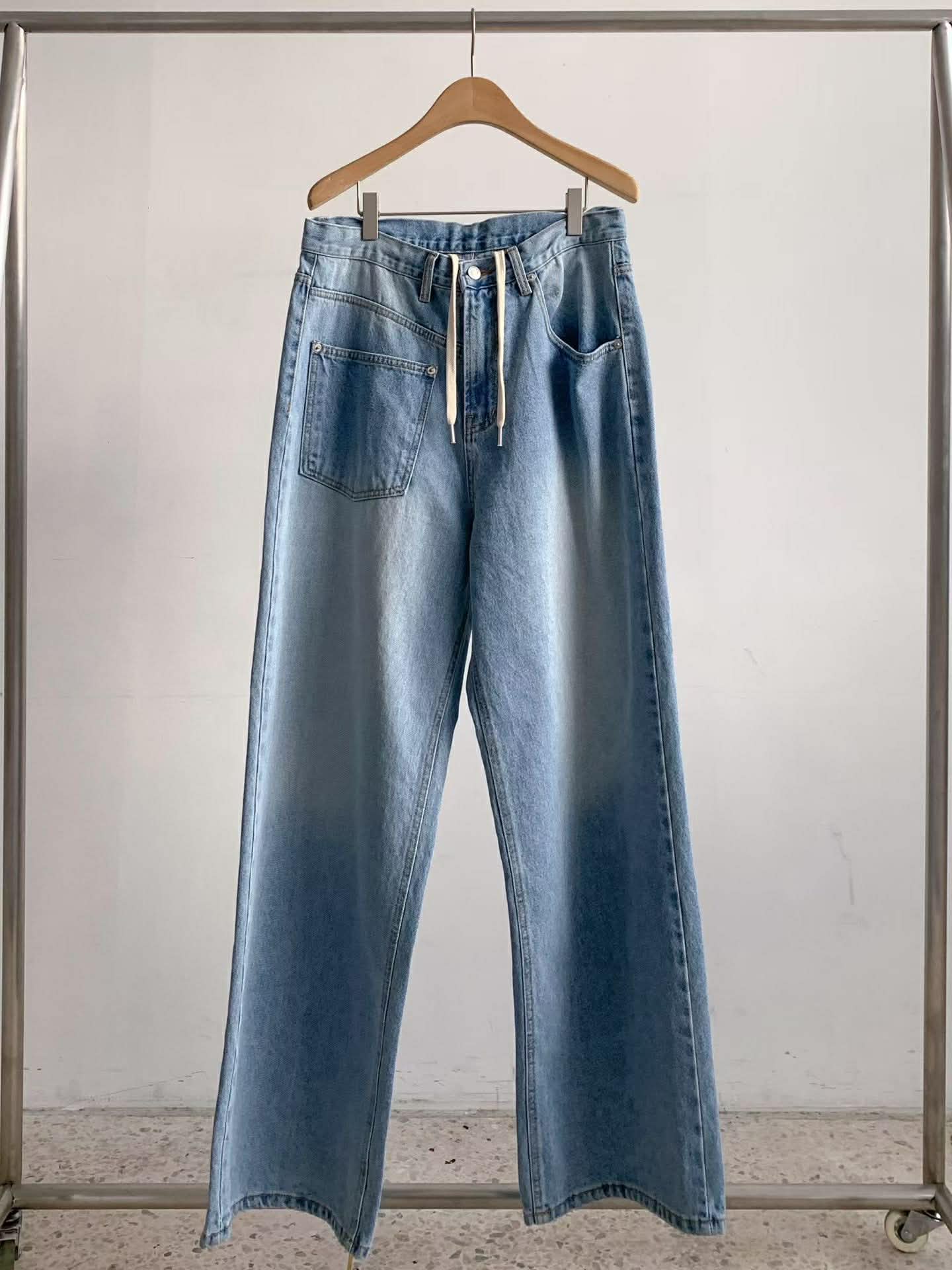 設計師不對稱口袋丹寧褲16