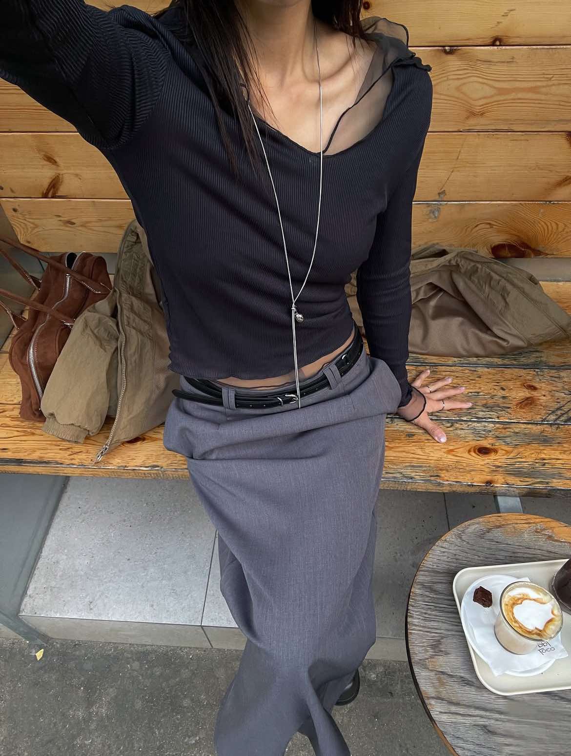 兩件式紗料開襟上衣 ( 2色 )3