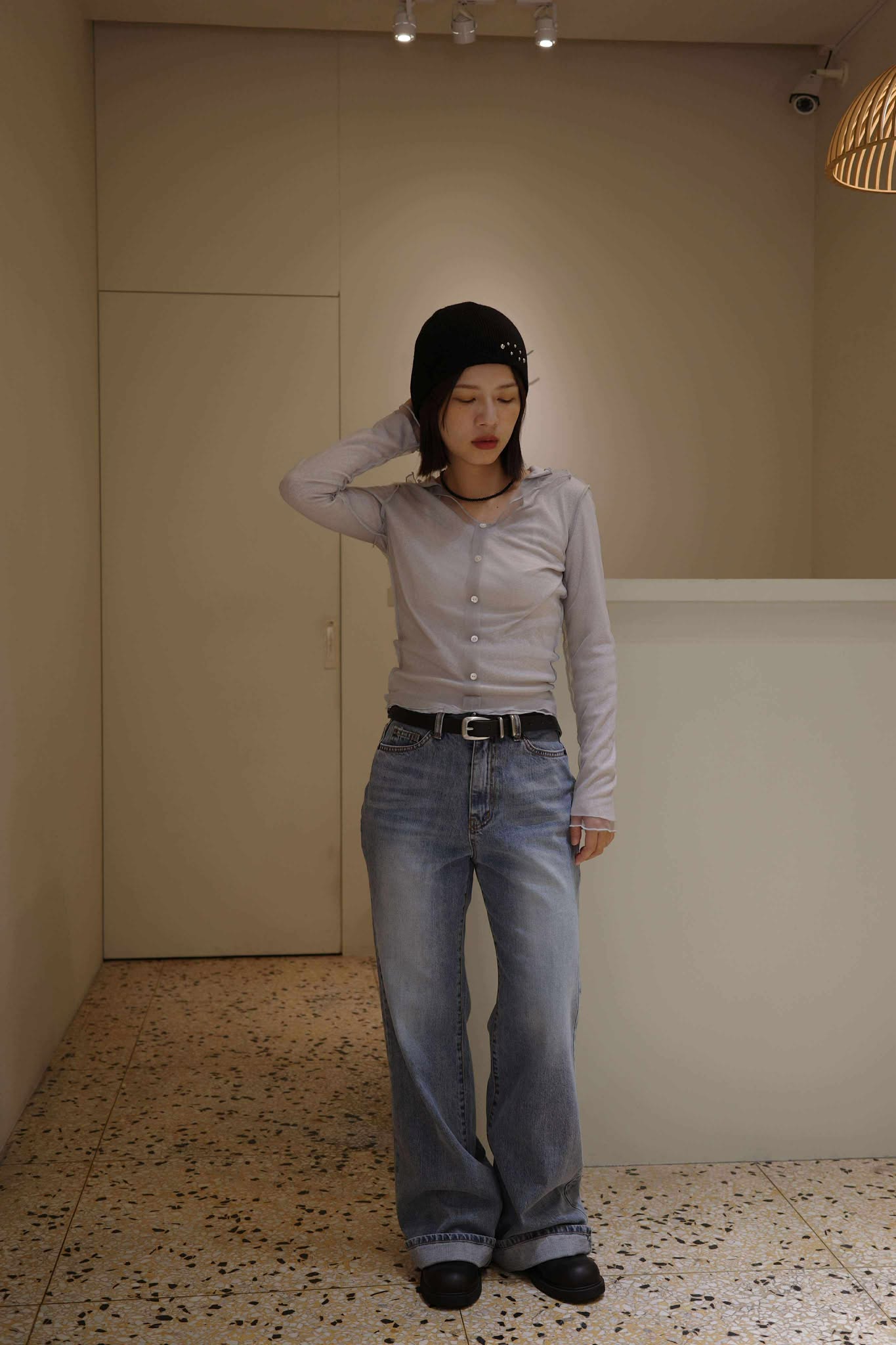 兩件式紗料開襟上衣 ( 2色 )15