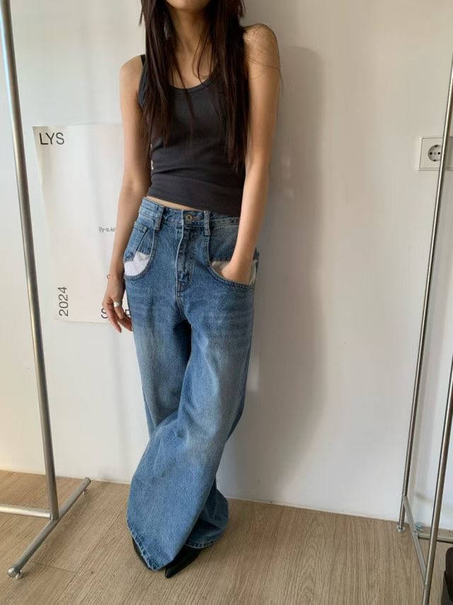 口袋外翻感小直筒褲6