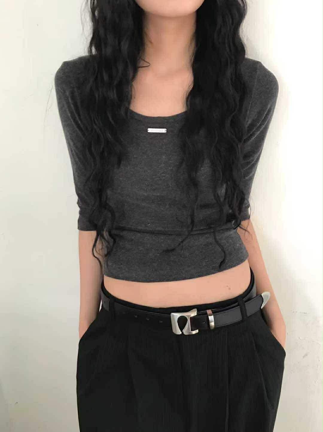 法式5分袖兩穿棉TEE ( 4色 )2