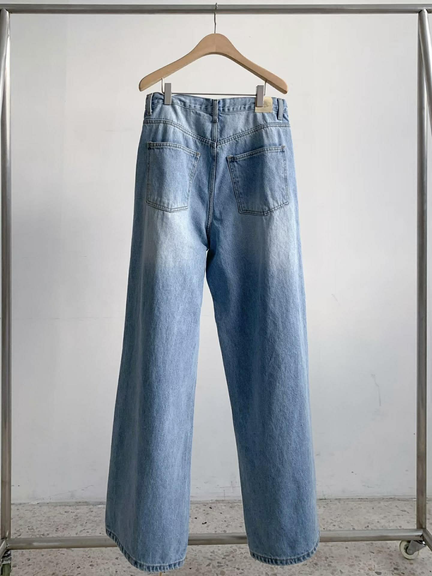 設計師不對稱口袋丹寧褲17