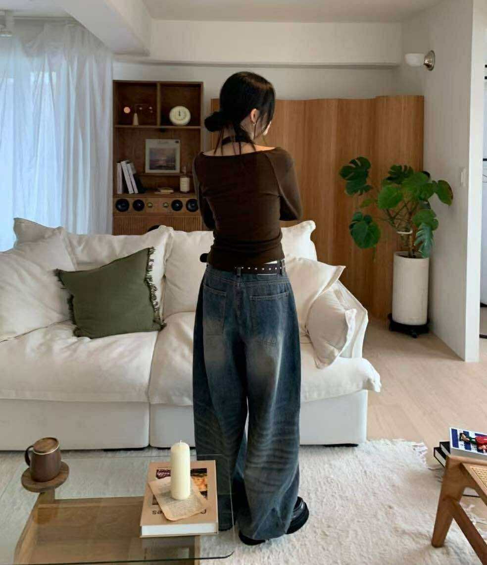 #0179率性刷色丹寧褲