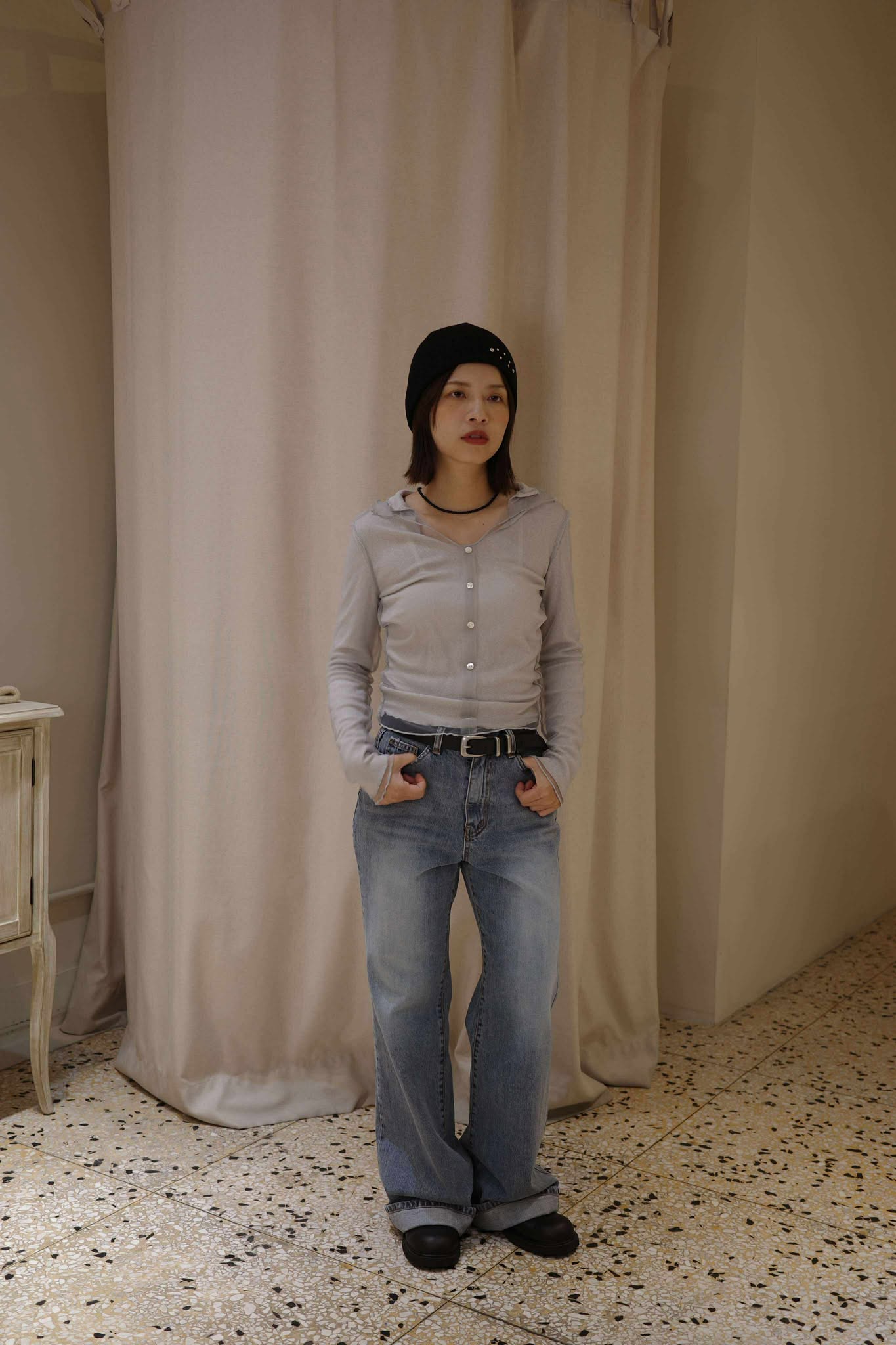 兩件式紗料開襟上衣 ( 2色 )13