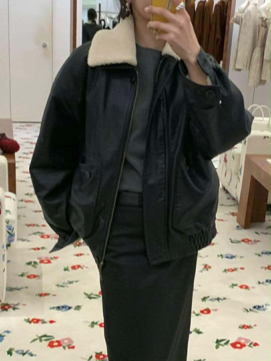 可拆毛毛領質感皮夾克