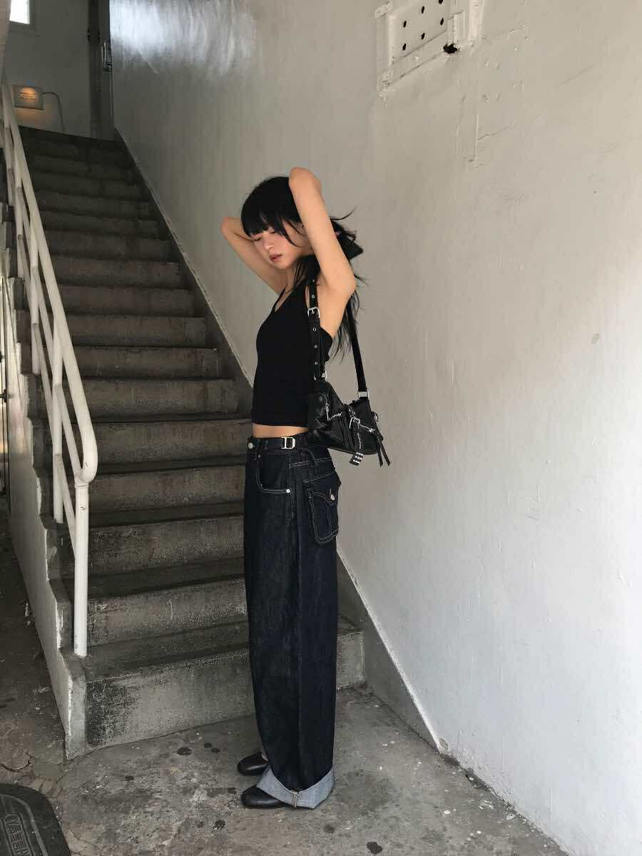 側釦原色直筒丹寧褲11