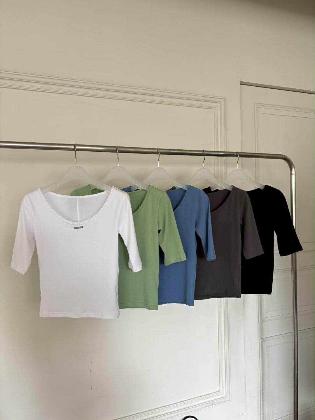 法式5分袖兩穿棉TEE ( 4色 )24