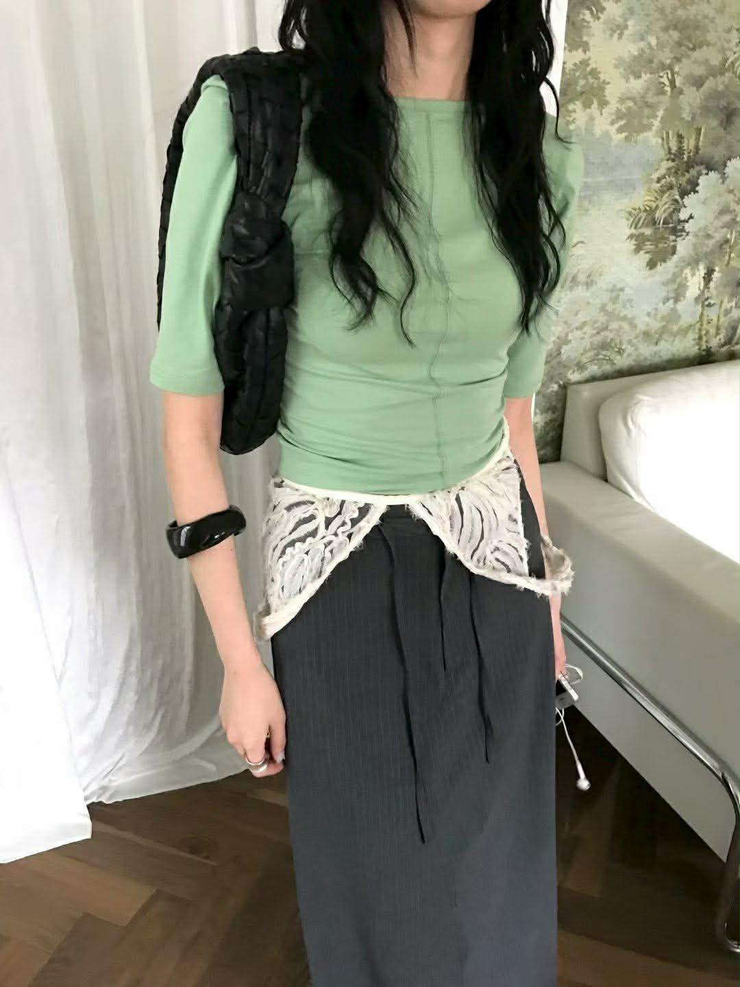 法式5分袖兩穿棉TEE ( 4色 )12