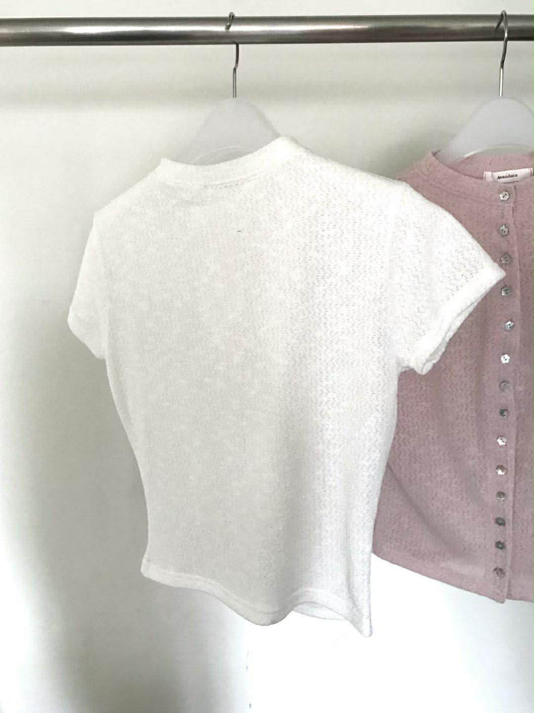 小花貝殼釦短袖衫 ( 3色 )22