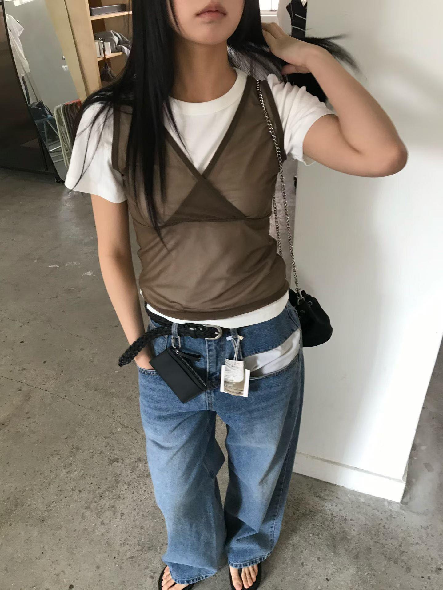 V領透紗背心 ( 3色 )1