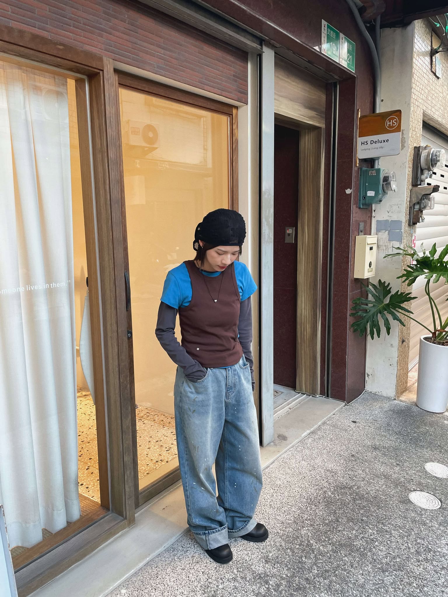 可調釦潑漆感丹寧褲9