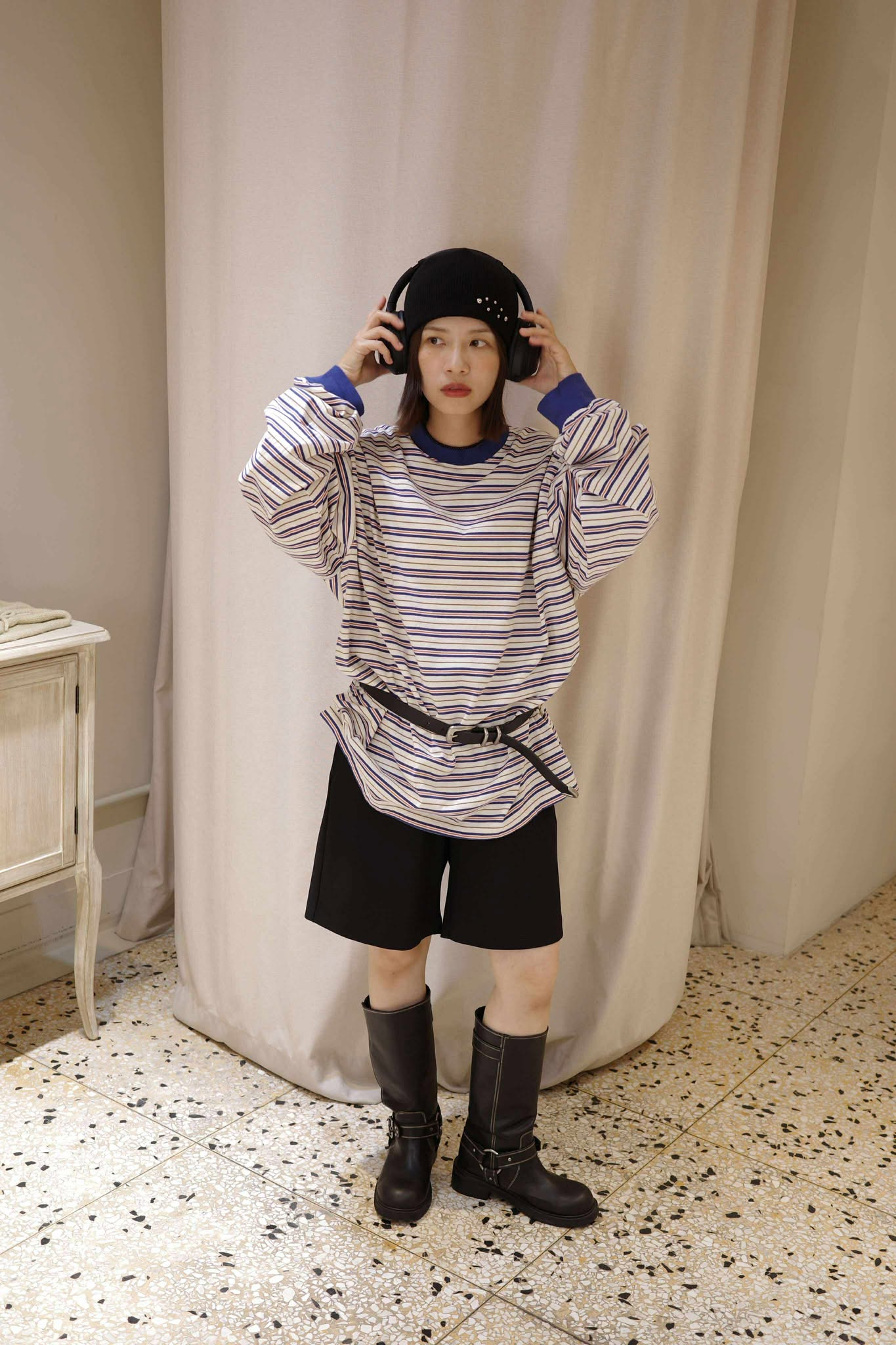 休閒感寬鬆條紋上衣 ( 5色 )