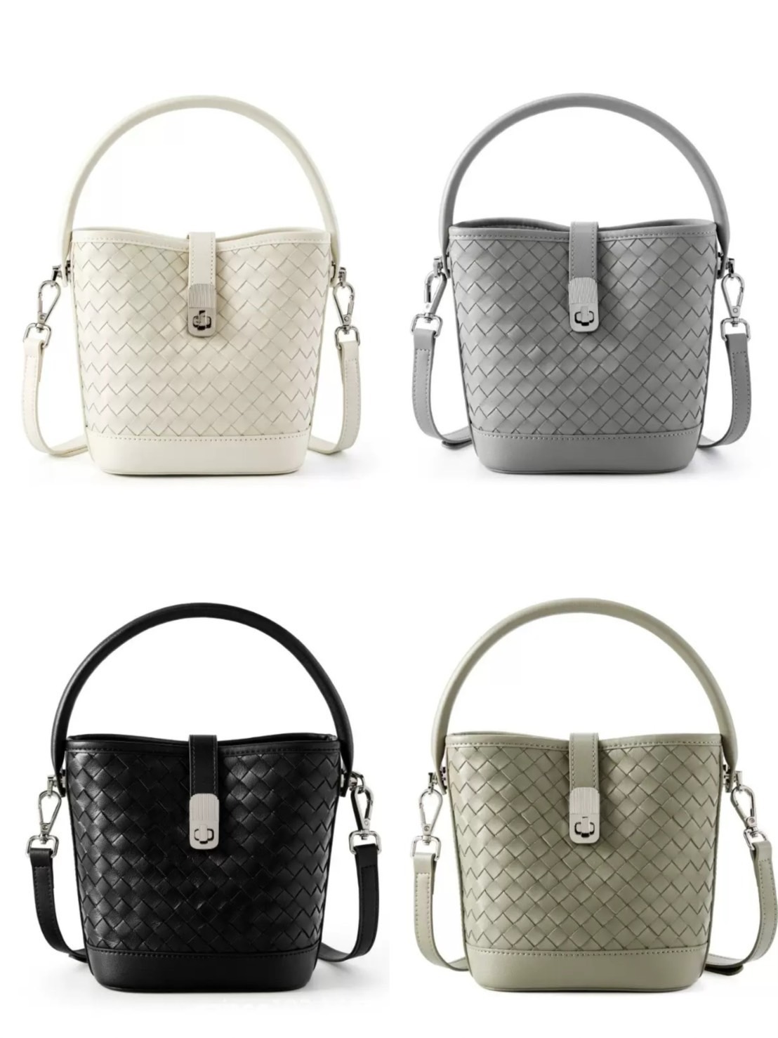 Evelina Crossbody 羊皮編織水桶包
