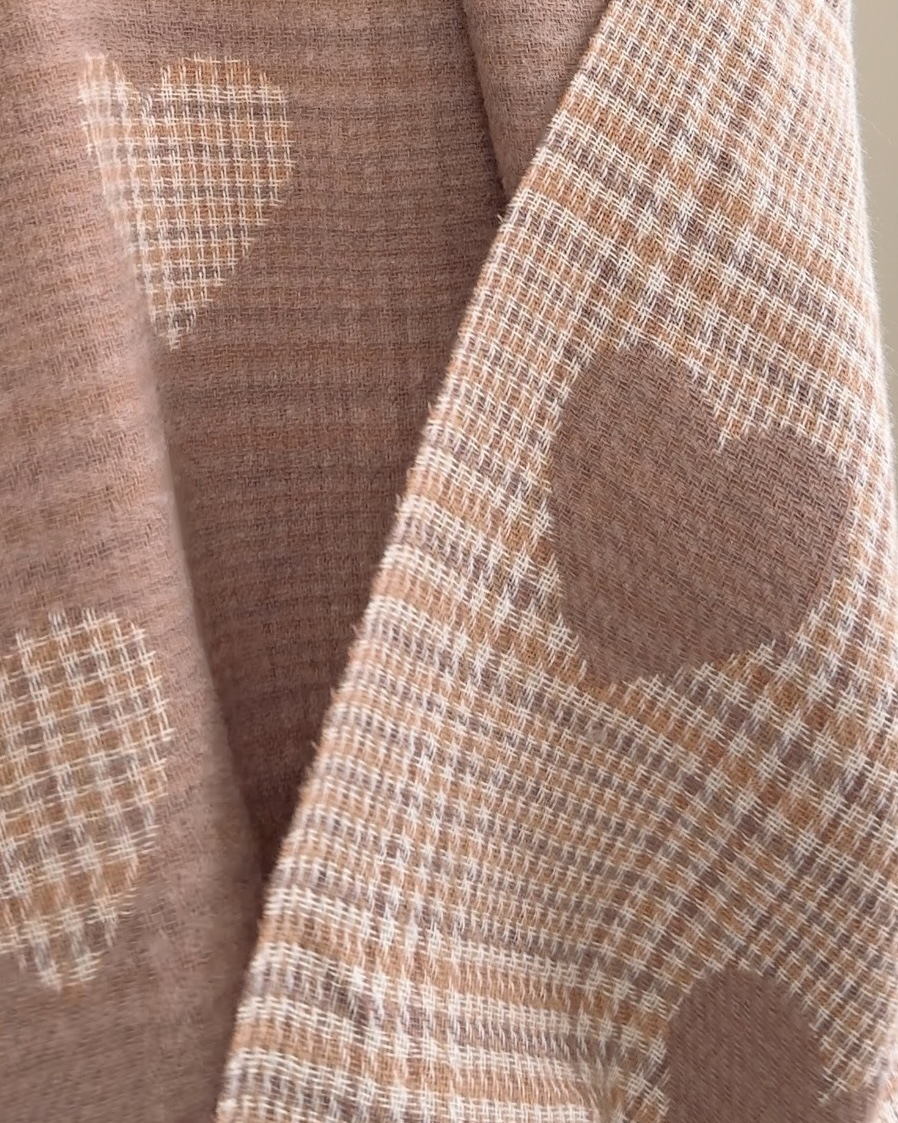 蘇格蘭愛心圍巾-灰粉4