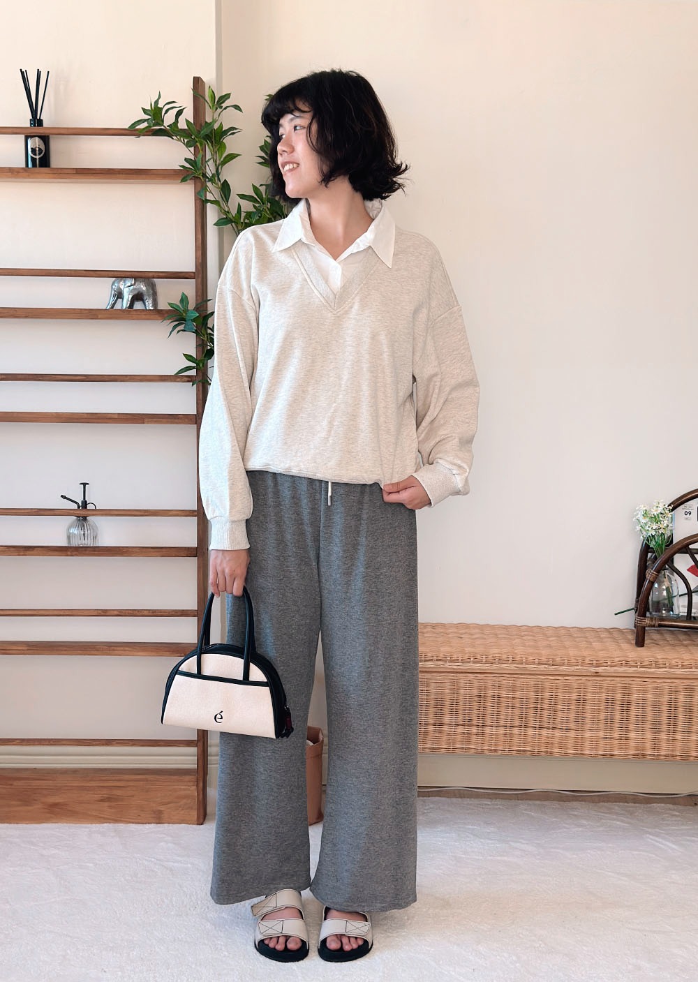 法式假兩件大學tee4