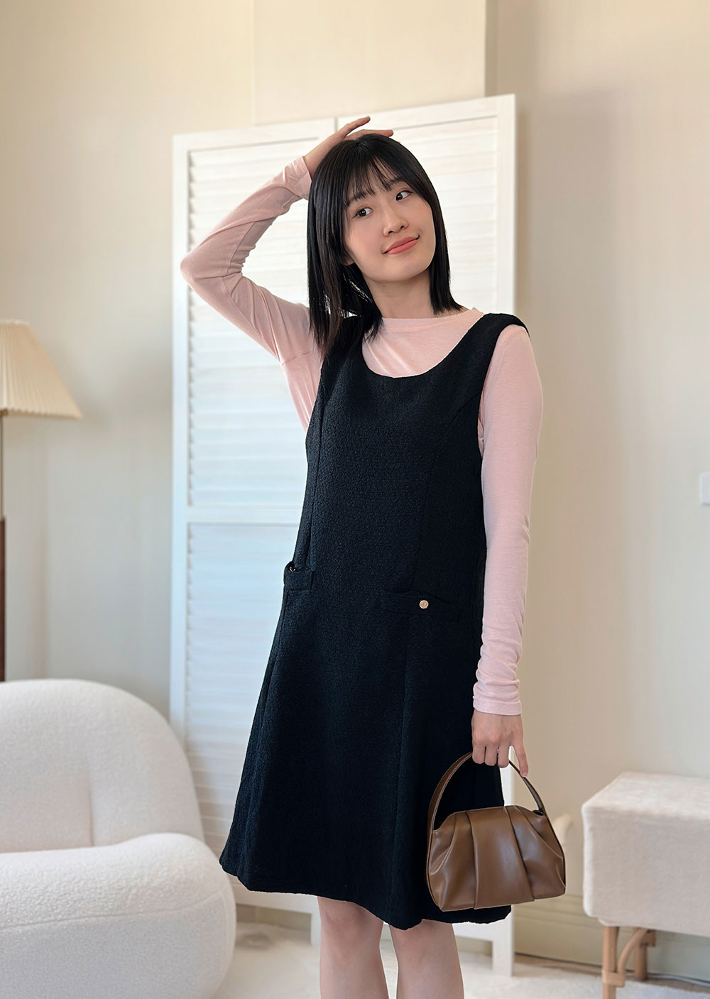 金扣花呢背心洋裝2