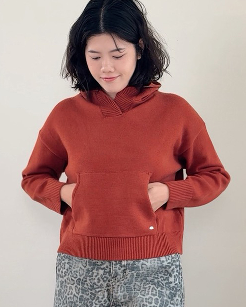 witharch抗起球連帽大學t-紅1