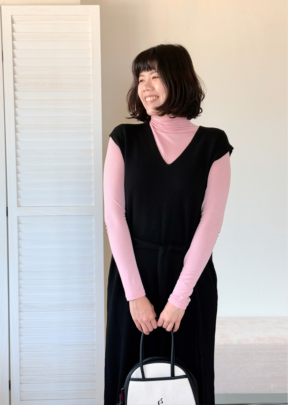 V領綁帶針織洋裝5