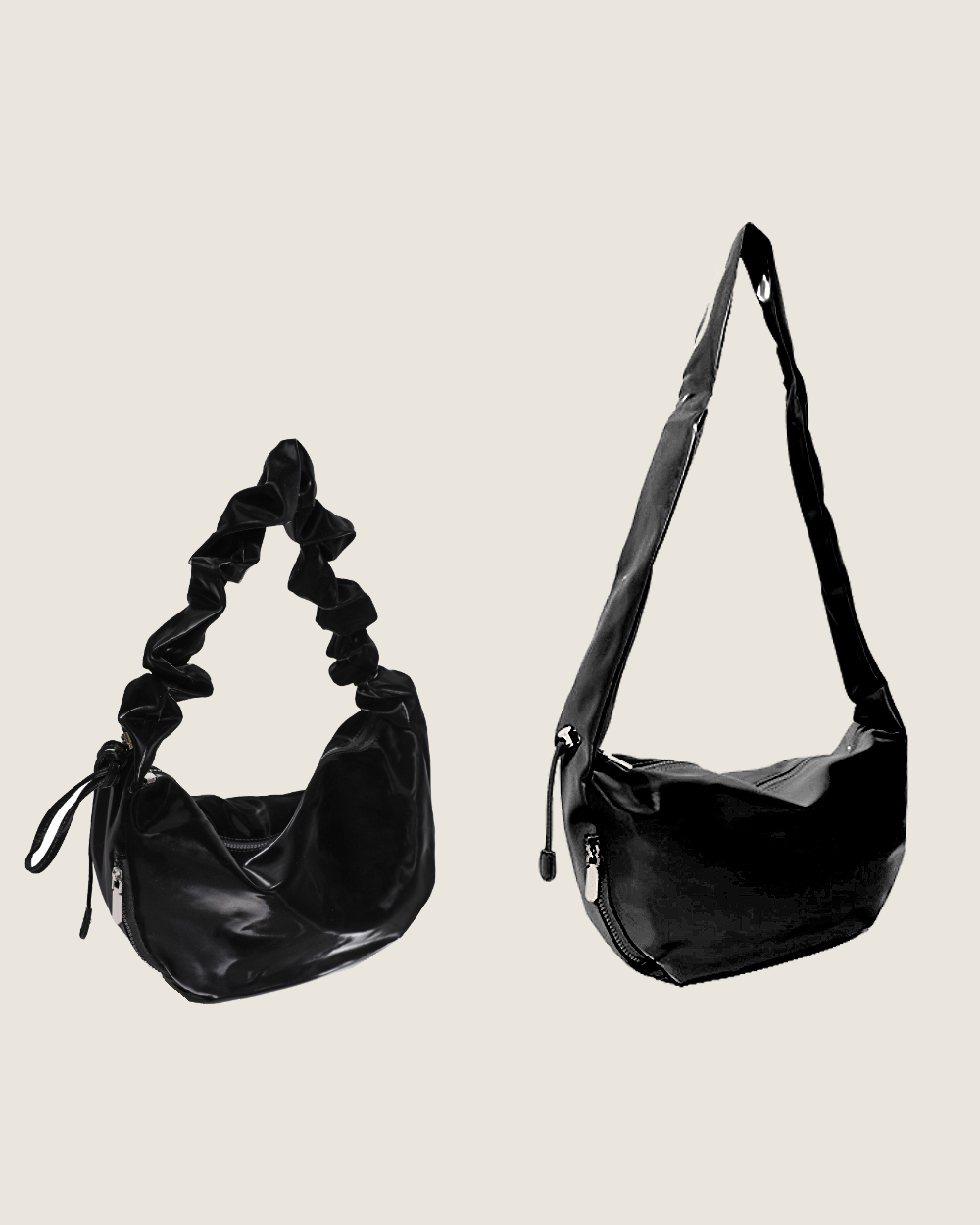 2way光澤側背包-黑