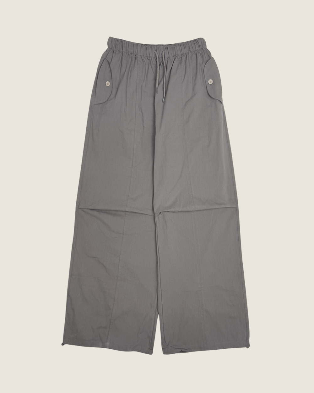 口袋細節鬆緊工裝褲-灰