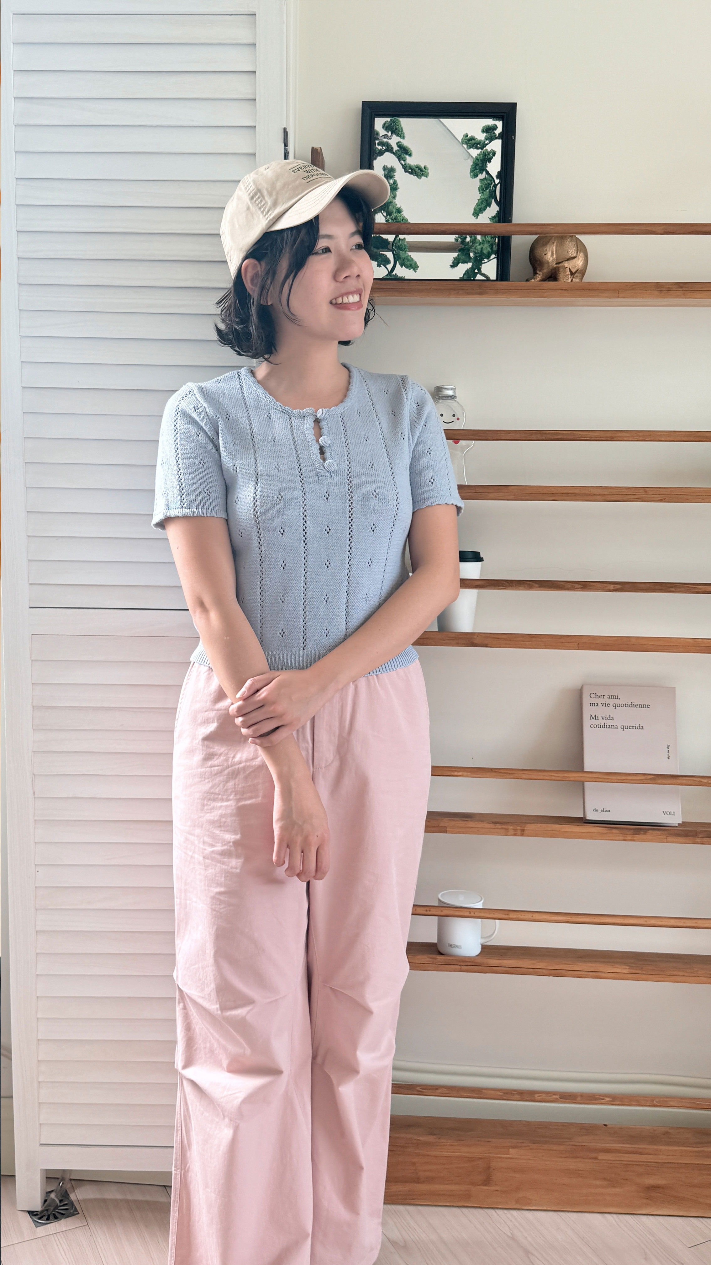 法式紋理針織衫-紫2