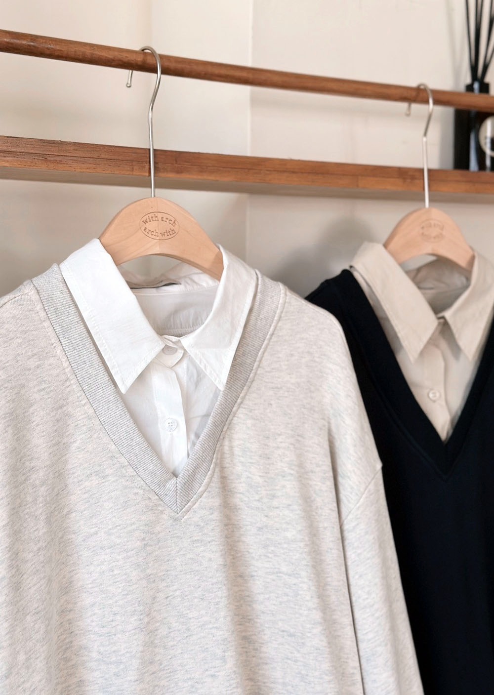 法式假兩件大學tee7