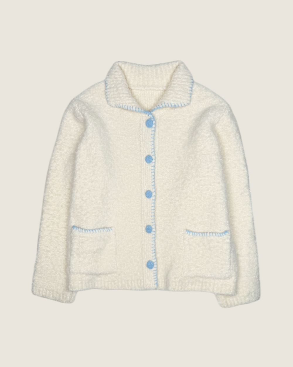 翻領圈圈開襟外套-杏